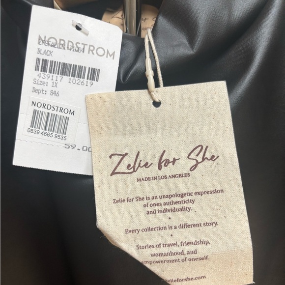 ZELIE FOR SHE For Norstram Black Faux Leather Sleeveless Crop Tank Top Sz 1X NWT - Picture 3 of 7